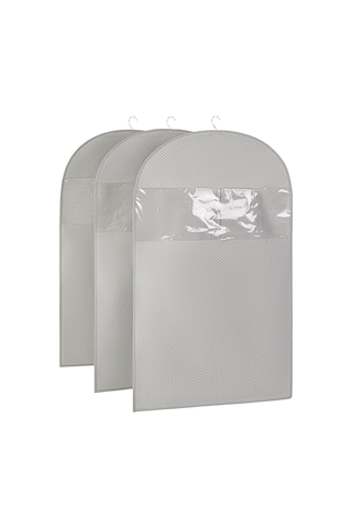 Ocean Home Textile 3'lü Gri Balıksırtı Elbise Kılıfı Set