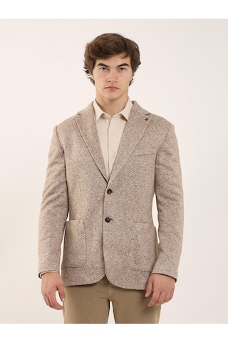 Dufy Camel Erkek Slim Fit Mono Yaka Ceket - 94720 Camel