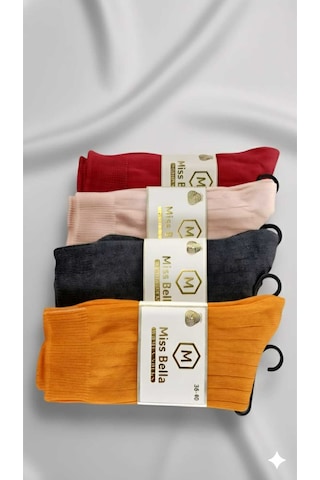 Lambswool - Penye Karışım Kadın Çorabı 36-40 Numara Asorti 4'lü Set Set 1