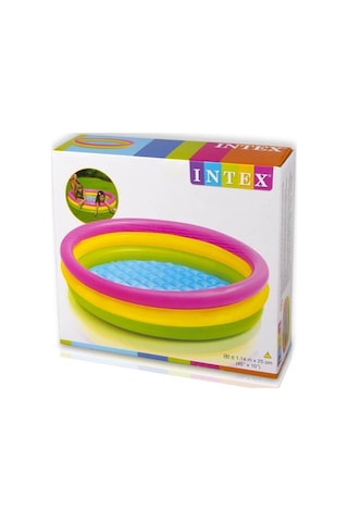 İntex 3 Boğumlu Şişme Tabanlı Çocuk Havuzu 114 x 25 Cm Top Havuzu Çok Renkli