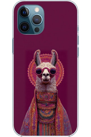 İphone 12 Pro Max Uyumlu Kozmik Lama Baskılı Silikon Kılıf Renkli İphone 12 Pro Max Uyumlu Kozmik Lama Baskılı Silikon Kılıf Renkli