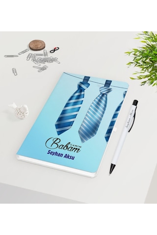 Kişiye Özel Canım Babam Tasarımlı Beyaz Defter Kalem Seti - Model N11.1343