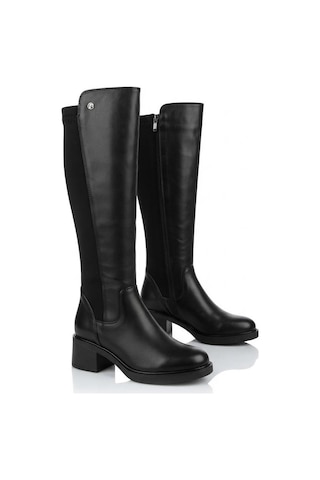 Pierre Cardin 56090 Arkası Strej 5 Cm Topuk Yüksekliği Kaymaz Taban Kadın Çizme Siyah