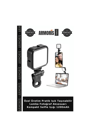 Özel Üretim Pratik Işık Taşınabilir Lamba Fotoğraf Aksesuarı Kompakt Selfie Işığı 1200mah