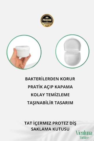 Yüksek Kalite Uzun Ömürlü Plastik Hijyenik Tat İçermez Protez Diş Saklama Kutusu Geniş Boy 3 Adet