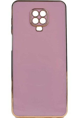 Noktaks - Redmi Note 9s Uyumlu Kılıf Kenarları Parlak Altın Renkli Silikon Bark Kapak - Beyaz - T21646