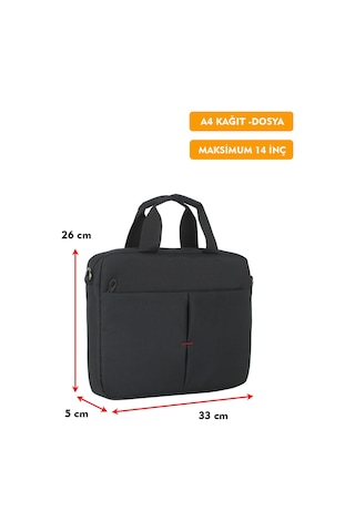 Dada Erkek Evrak Çantası 13,3-14 İnç Laptop Tablet A4 Kağıt Ve Dosya Uyumlu Darbe Emici Koruma Omuz Askılı Siyah