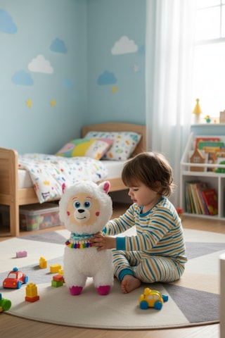 Büyük Boy Yumuşak Peluş Lama Oyuncak - Yumuşacık Uyku Arkadaşı Fularlı Lama 35 Cm Beyaz