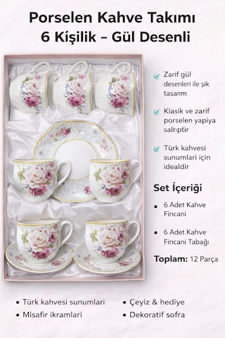 Cvs 6 Kişilik 12 Parça Çay Nescafe Fincan Takımı - Dn 41113 Beyaz