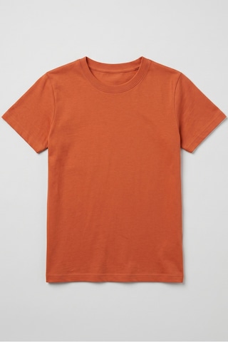 Kiagu Kısa Kol T-shirt Basic Terletmeyen Esnek Kumaş Pamuklu Mevsimlik Kısa Kol Erkek Çocuk Tsort Turuncu