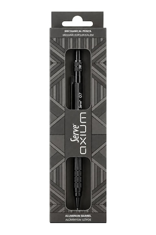 Serve Axium Mekanik Kurşun Kalem 0.7 Mm Alüminyum Gövde - Metalik Siyah Çok Renkli