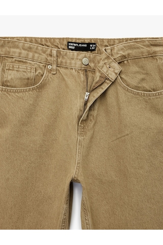 Koton Pamuklu Bol Normal Bel Oversize Baggy Jean Pantolon Deve Tüyü 7wam40137nd Taba