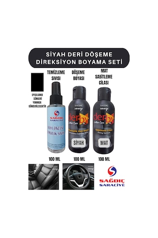3'Lü Derby Siyah Deri Oto Direksiyon Döşeme Boyama Seti 3'Lü Derby Siyah Deri Oto Direksiyon Döşeme Boyama Seti