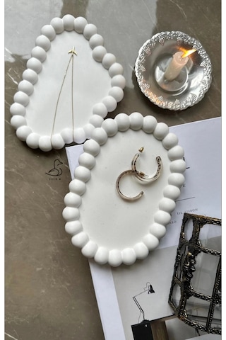 Bubble Oval Tabak Ve Bulut Dekoratif Tabak 4 Lü
