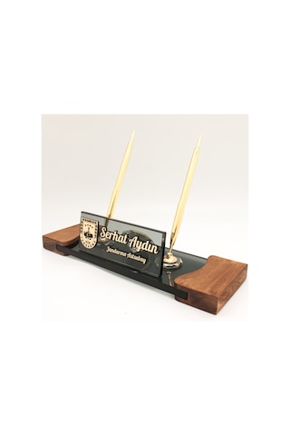 Jandarmalara Özel İsimlik Jandarma Logolu Masif Masa İsimliği