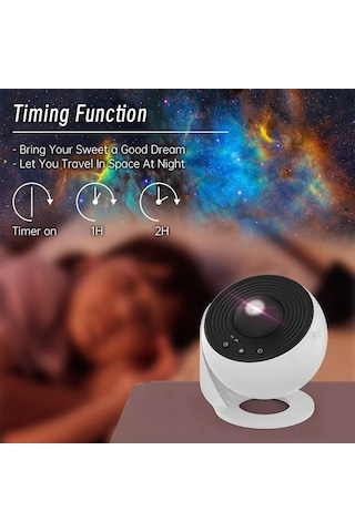 Yıldızlı Gökyüzü Gece Lambası Galaxy Projektör Çocuklar İçin Beyaz