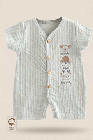 Minory Baby - %100 Pamuk Müslin Bebek Tulum Mavi Mavi