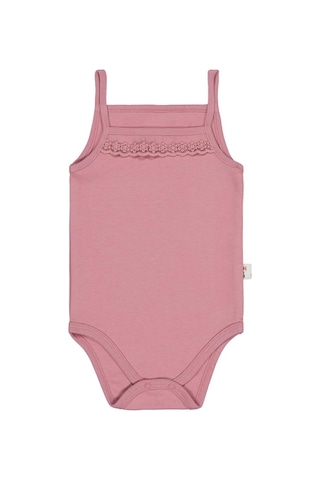 Civil Baby Penye İp Askılı Dantelli 3-9 Ay Kız Çıtçıtlı Badi Açık Gülkurusu