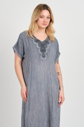 Ella Camelia Kadın Omuz Detaylı Çift Cepli Kendinden Desenli Elbise 19e074 Indigo Indigo