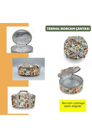 Borcam Termal Çantası-yemek Çantası-30 Cm Yuvarlak-351 Çok Renkli