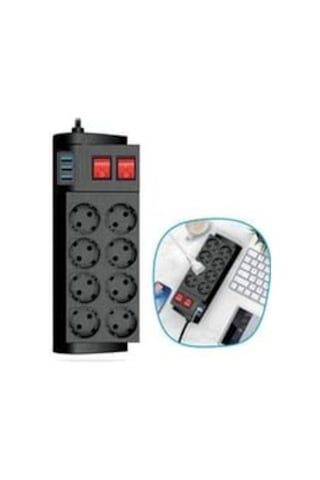 Çeşithane Ftr-08 Akım Korumalı 8 Li Priz 4000w 16a Güç Kapasitesi, 3 Usb Port, 2x Anahtar Kontroll 2
