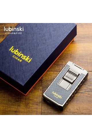 Lubinski Yeni Stil Delicili Çift Torch Puro Çakmağı Silver