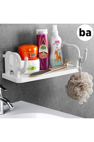 Fil Raf Düzenleyici Şampuanlık Sabunluk Banyo Mutfak Organizer Raf-ba028-1 Beyaz