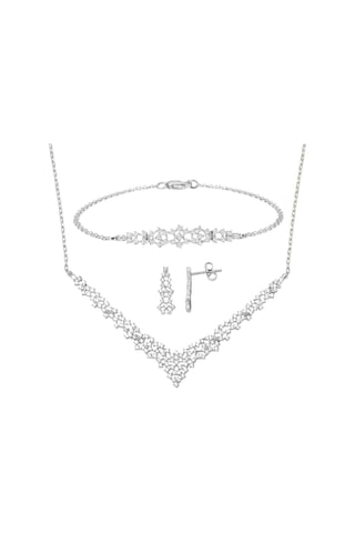 Minimal Tasarım 14 Ayar Beyaz Altın Nişan Seti Stpj34072