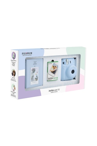Fujifilm Instax Mini 12 Fotoğraf Makinesi + 10'lu Film + Pvc Albüm Bundle Box Mavi