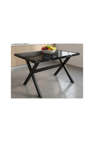 Suntalam X Metal Ayak Bahçe Mobilyası Masa 70x110cm Mermer Desen Diğer