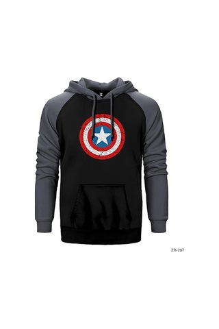 Captain America Kalkan Sarı Renk Reglan Kol Sweatshirt / Hoodie