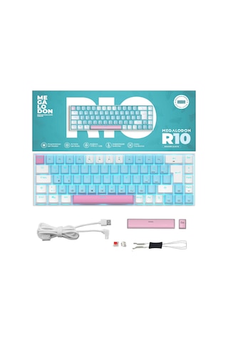 R10 Mekanik Oyuncu Klavyesi Full Anti-ghosting Hot Swap Red Switch Buz Mavisi Işıklandırma Türkçeq