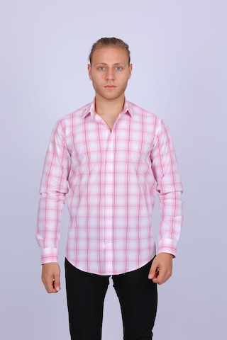 Tousus Slim Fit Ekose Pembe Erkek Gömlek Slm-5014-tss