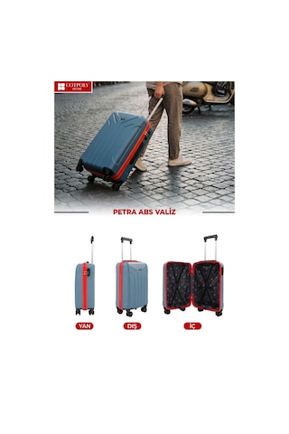 Cotpoly Home Petra Lüx Abs Orta Boy Valiz 65 Cm Mavi Kırmızı
