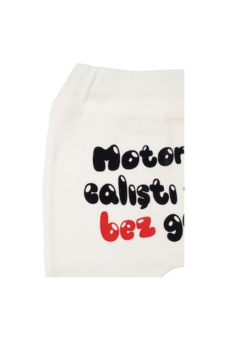 Bebegen Unisex Ekru Motor Çalıştı Bez Getir Baskılı Manşetli Tek Alt Çok Renkli
