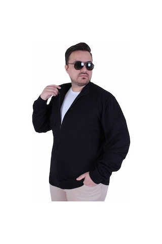 Starbattal Erkek Büyük Beden Fermuarlı Hırka 23754 Sıyah Siyah