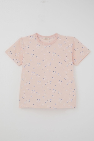 Breeze Kız Çocuk Şortlu Pijama Takımı Çiçek Desenli 4-8 Yaş, Pudra