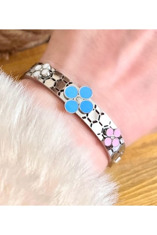 316l Çelik Çiçekli Yazlık Kalın Trend Model Kadın Bileklik 20cm