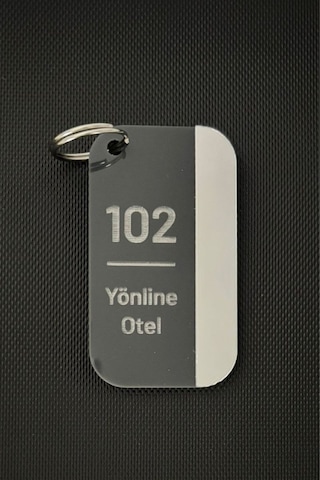 2 'li Kişiselleştirilebilir Anahtarlık Antrasit & Silver Gümüş Pleksi Otel Bungalov Apart Yurt Tesis İsimli Oda Numaralı Gold