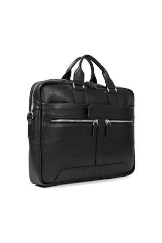 Hakiki Deri Unisex Evrak Çantası Laptop Bölmeli 15.6\" Inç-125376 Siyah