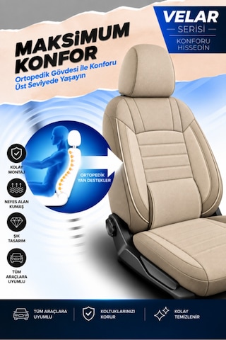 Opel Astra Uyumlu Velar Serisi Keten Oto Koltuk Kılıfı Ortopedik Tam Set