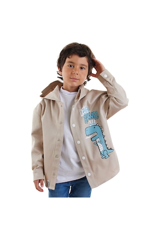Denokids Dino Oversize Gabardin Erkek Çocuk Gömlek Ceket Renkli