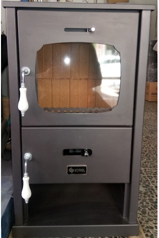 Sürel 5123 Relax Şömine Camlı 5 Mm Çelik Tuğlalı Soba Kömür Odun