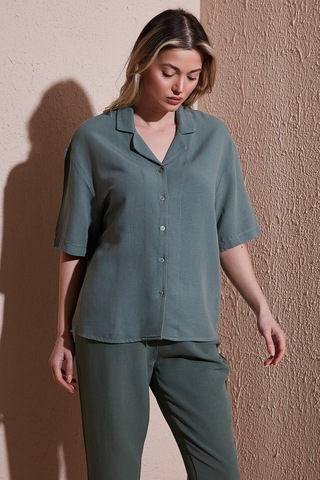 Fashion Friends Bayan Gömlek 25y0605k1 Haki Haki