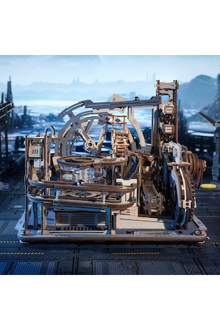 Rokr Lgc01 Marble Spaceport Marble Run Dıy Minyatür Maket Model Seti Ahşap 3d Wooden Puzzle 3d Model Kit Detaylı Dekoratif Hobi Seti Ahşap Maket
