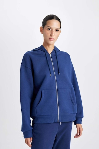 Defacto Relax Fit Kapüşonlu Cepli Basic Düz Fermuarlı Sweatshirt C1809AX24WNNV42 Lacivert