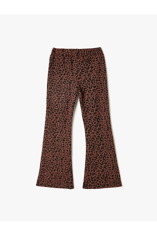 Koton İspanyol Paça Pantolon Leopar Desenli Beli Lastikli Kahverengi Desenli 5wkg40239ak Kahverengi Desenli