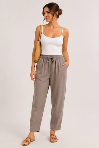Lili Woman Kadın Taupe Natural Bağcıklı Dar Paça Pantolon E.3076 Vizon