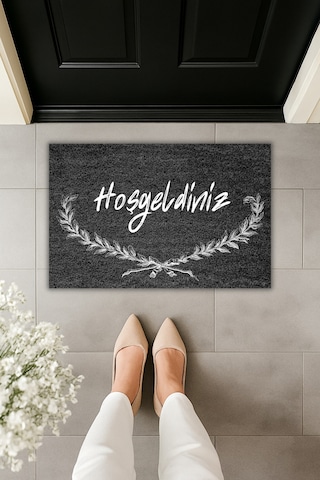 Dormot Modern Dijital Paspas - Siyah Hoşgeldiniz Karşılama Paspas - Kapı Önü Dekoratif Paspas 70x45