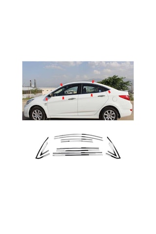 Hyundai Accent Blue Krom Cam Çerçevesi Set 2016-2019 14 Parça